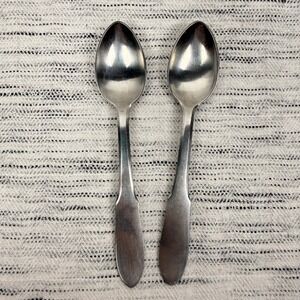 Georg Jensen Mitra Matte Stainless Steel Two Danish Teaspoons 5.25" Flatware